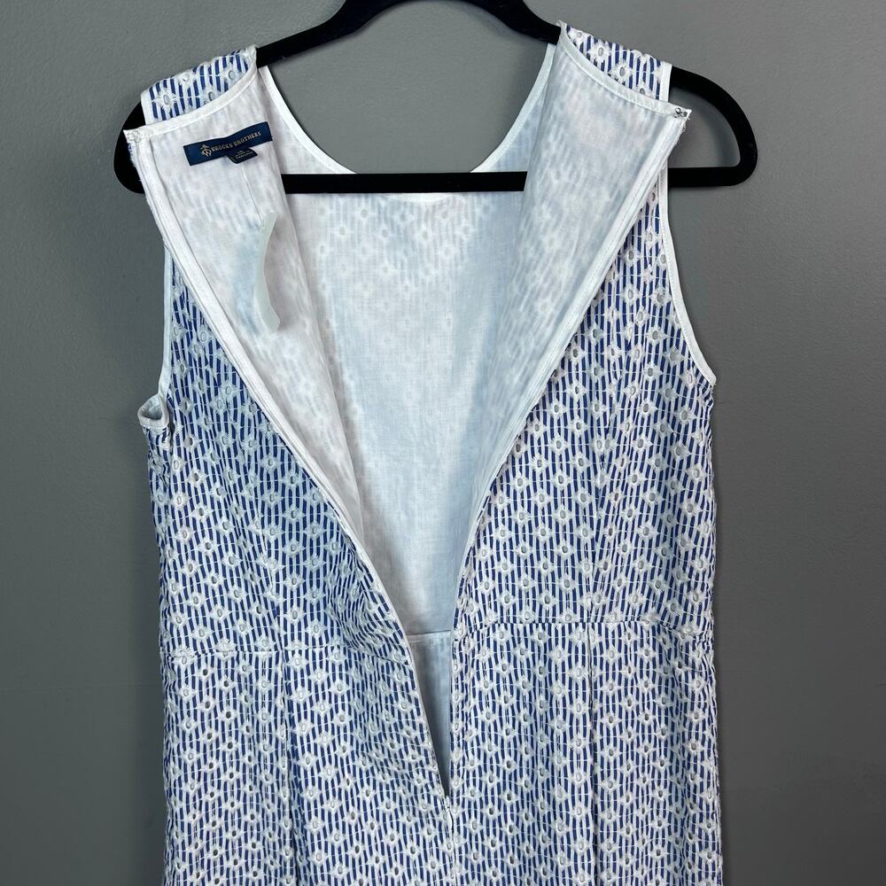 Brooks Brothers dress size 14 summer white blue eyelet preppy professional work - Picture 12 of 13